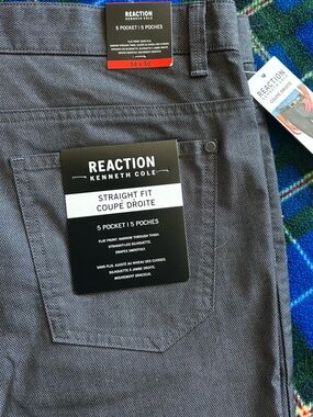 Reaction Kenneth Cole Men's Straight Fit Pants - Charcoal Gray